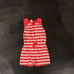 Tea Collection Red and White Striped Romper